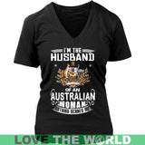 I'M HUSBAND OF AUSTRALIAN N14 - im-husband-of-australian-n14-district-womens-v-neck-black-s-t-shirts-1sttheworld_957