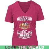I'M HUSBAND OF AUSTRALIAN N14 - im-husband-of-australian-n14-district-womens-v-neck-dark-fuchsia-s-t-shirts-1sttheworld_745