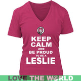Leslie T-Shirt - Keep Calm And Be Proud NN5 - keep-calm-and-be-proud-leslie-n7-district-womens-v-neck-dark-fuchsia-s-t-shirts-1sttheworld_197