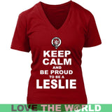 Leslie T-Shirt - Keep Calm And Be Proud NN5 - keep-calm-and-be-proud-leslie-n7-district-womens-v-neck-red-s-t-shirts-1sttheworld_444