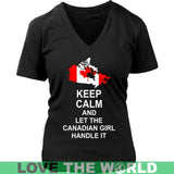 Keep Calm Canadian Girl 3 Funny T-Shirt - keep-calm-canadian-girl-3-district-womens-v-neck-black-s-t-shirts-1sttheworld_835
