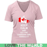 Keep Calm Canadian Girl 3 Funny T-Shirt - keep-calm-canadian-girl-3-district-womens-v-neck-pink-s-t-shirts-1sttheworld_773
