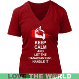 Keep Calm Canadian Girl 3 Funny T-Shirt - keep-calm-canadian-girl-3-district-womens-v-neck-red-s-t-shirts-1sttheworld_162