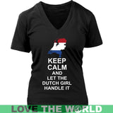 Keep Calm Dutch Girl - BN - keep-calm-dutch-girl-bn-district-womens-v-neck-black-s-t-shirts-1sttheworld_218