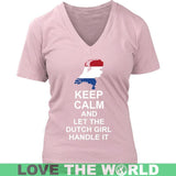 Keep Calm Dutch Girl - BN - keep-calm-dutch-girl-bn-district-womens-v-neck-pink-s-t-shirts-1sttheworld_798
