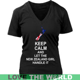 Keep Calm New Zealand Girl 3 - keep-calm-new-zealand-girl-3-district-womens-v-neck-black-s-t-shirts-1sttheworld_154