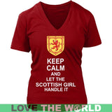KEEP CALM SCOTTISH GIRL G5 - keep-calm-scottish-girl-g5-district-womens-v-neck-red-s-t-shirts-1sttheworld_436