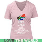 KEEP CALM SOUTH AFRICAN GIRL 3 - keep-calm-south-african-girl-3-district-womens-v-neck-pink-s-apparel-1sttheworld_594