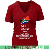 KEEP CALM SOUTH AFRICAN GIRL 3 - keep-calm-south-african-girl-3-district-womens-v-neck-red-s-apparel-1sttheworld_849