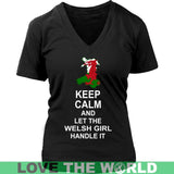 KEEP CALM WELSH GIRL - keep-calm-welsh-girl-district-womens-v-neck-black-s-t-shirts-1sttheworld_271