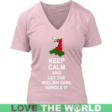KEEP CALM WELSH GIRL - keep-calm-welsh-girl-district-womens-v-neck-pink-s-t-shirts-1sttheworld_908