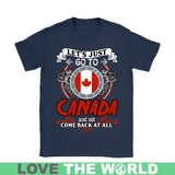 LET'S JUST GO TO CANADA T-SHIRT H4 - lets-just-go-to-canada-t-shirt-h4-gildan-womens-navy-s-shirts-1sttheworld_831