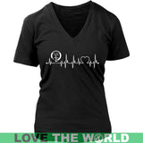 MACEWEN IN MY HEARTBEAT N9 - macewen-in-my-heartbeat-n9-district-womens-v-neck-black-s-t-shirts-1sttheworld_619