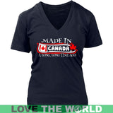 MADE IN CANADA A LONG, LONG TIME AGO H21 - made-in-canada-a-long-time-ago-na4-district-womens-v-neck-navy-s-t-shirts-1sttheworld_954