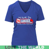 MADE IN CANADA A LONG, LONG TIME AGO H21 - made-in-canada-a-long-time-ago-na4-district-womens-v-neck-royal-blue-s-t-shirts-1sttheworld_823