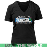 MADE IN SCOTLAND A LONG, LONG TIME AGO 8 - made-in-scotland-a-long-time-ago-8-district-womens-v-neck-black-s-t-shirts-1sttheworld_915