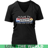 MADE IN THE NETHERLANDS A LONG, LONG TIME AGO 8 - made-in-the-netherlands-a-long-time-ago-8-district-womens-v-neck-black-s-t-shirts-1sttheworld_768