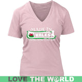 MADE IN WALES A LONG, LONG TIME AGO 8 - made-in-wales-a-long-time-ago-8-district-womens-v-neck-pink-s-t-shirts-1sttheworld_244