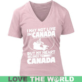 MY HEAT BELONG TO CANADA T-SHIRT N7 - my-heat-belong-to-canada-t-shirt-n7-district-womens-v-neck-pink-s-shirts-1sttheworld_782