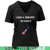 New Zealand Is My Therapist T Shirt P1 - new-zealand-is-my-therapist-t-shirt-p1-district-womens-v-neck-black-s-shirts-1sttheworld_505