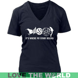 New Zealand It'S Where My Story Begins - new-zealand-its-where-my-story-begins-district-womens-v-neck-navy-s-t-shirts-1sttheworld_813