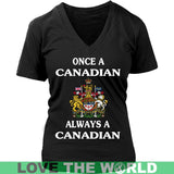 Once A Canadian Always A Canadian Funny Canadian badge T-Shirt  P1 - once-a-canadian-t-shirt-p1-ladies-v-neck-black-s-shirts-1sttheworld_139