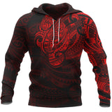 Maori Tattoo Style Hoodie - Red  A7 - red1