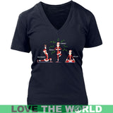 SANTA YOGA T-SHIRT N2 - santa-yoga-t-shirt-n2-district-womens-v-neck-navy-s-shirts-1sttheworld_380