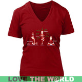 SANTA YOGA T-SHIRT N2 - santa-yoga-t-shirt-n2-district-womens-v-neck-red-s-shirts-1sttheworld_147