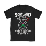 SCOTLAND STOLE MY HEART T-SHIRTS NH1 - scotland-stole-my-heart-t-shirts-nh1-gildan-womens-shirt-black-s-1sttheworld_205