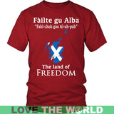 SCOTLAND THE LAND OF FREEDOM T-SHIRT P1 - scotland-the-land-of-freedom-t-shirt-p1-district-unisex-red-s-shirts-1sttheworld_301