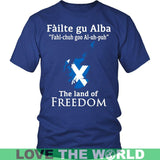 SCOTLAND THE LAND OF FREEDOM T-SHIRT P1 - scotland-the-land-of-freedom-t-shirt-p1-district-unisex-royal-blue-s-shirts-1sttheworld_323