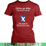 SCOTLAND THE LAND OF FREEDOM T-SHIRT P1 - scotland-the-land-of-freedom-t-shirt-p1-district-womens-red-xs-shirts-1sttheworld_528