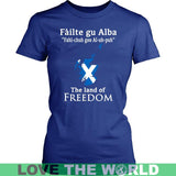 SCOTLAND THE LAND OF FREEDOM T-SHIRT P1 - scotland-the-land-of-freedom-t-shirt-p1-district-womens-royal-blue-xs-shirts-1sttheworld_406