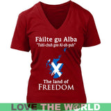 SCOTLAND THE LAND OF FREEDOM T-SHIRT P1 - scotland-the-land-of-freedom-t-shirt-p1-district-womens-v-neck-red-s-shirts-1sttheworld_107