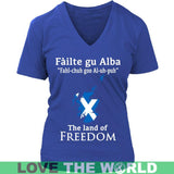 SCOTLAND THE LAND OF FREEDOM T-SHIRT P1 - scotland-the-land-of-freedom-t-shirt-p1-district-womens-v-neck-royal-blue-s-shirts-1sttheworld_716