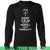 SEMPILL (OR SEMPLE)  TARTAN KEEP CALM GUY T-SHIRT S2 - sempill-or-semple-tartan-keep-calm-guy-t-shirt-s2-district-long-sleeve-black-s-shirts-1sttheworld_460