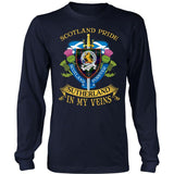 SUTHERLAND TARTAN IN MY VEINS T-SHIRT C6 - sutherland-tartan-in-my-veins-t-shirt-c6-district-long-sleeve-navy-s-shirts-1sttheworld_962