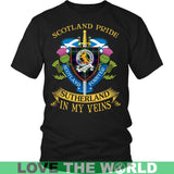 SUTHERLAND TARTAN IN MY VEINS T-SHIRT C6 - sutherland-tartan-in-my-veins-t-shirt-c6-district-unisex-black-s-shirts-1sttheworld_425
