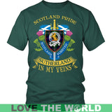 SUTHERLAND TARTAN IN MY VEINS T-SHIRT C6 - sutherland-tartan-in-my-veins-t-shirt-c6-district-unisex-dark-green-s-shirts-1sttheworld_861