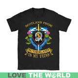 SUTHERLAND TARTAN IN MY VEINS T-SHIRT C6 - sutherland-tartan-in-my-veins-t-shirt-c6-gildan-womens-black-s-shirts-1sttheworld_678