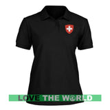 SWITZERLAND - COAT OF ARMS WOMEN POLO T-SHIRT W8 - switzerland-coat-of-arms-women-polo-t-shirt-w8-black-s-womens-shirts-1sttheworld_439