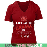 TAKE ME TO CANADA T-SHIRTS NH1 - take-me-to-canada-t-shirts-nh1-district-womens-v-neck-red-s-1sttheworld_984