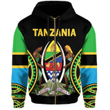 Tanzania Zip Hoodie Maasai Shield K4 - tanzania-hoodie-mk