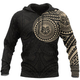 Polynesian Tiki Face Tattoo Style Hoodie A7 - the_rock_gold_1