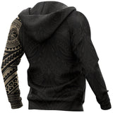 Polynesian Tiki Face Tattoo Style Hoodie A7 - the_rock_gold_3