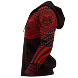 Hawaii Polynesian Tiki Face Tattoo Red Pullover Hoodie A7 - the_rock_red_2