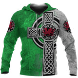 Wales Hoodie - Celtic Cross Welsh Dragon K4 - wales-celtic-hoodie-cross1