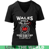 WALES STOLE MY HEART T-SHIRTS N1 - wales-stole-my-heart-t-shirts-n1-district-womens-v-neck-black-s-1sttheworld_232